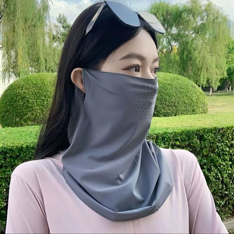 Verano hielo protector solar colgante máscara de orejas para hombres y mujeres sombreado de sol cara anti-UV largo cuello vello de bicicleta