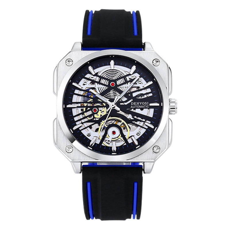 Danfu Watch reloj mecánico automático para hombres hueco cuadrado luminoso moda impermeable reloj de hombre personalización