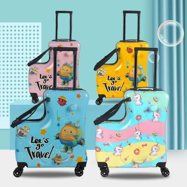 Pc Material 20inch Children's Ride-On Suitcase Small Size Trolley Case with Combination Lock Wholesale Children's Model