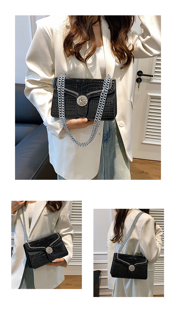 Bags crocodile pattern small square bag ladies shoulder crossbody chain bag_voghion.com