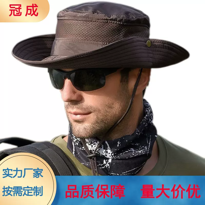 渔夫帽男士批发春秋户外旅行登山钓鱼防晒帽旅游透气大檐遮阳帽男