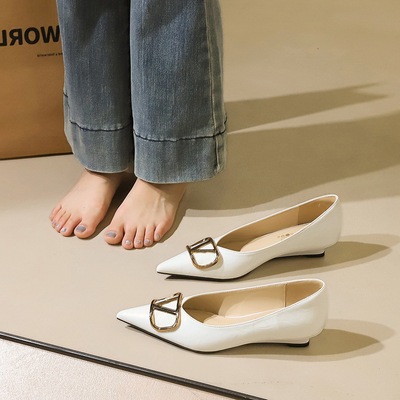 6500-K117 European and American pointed banquet women's shoes for commuting, shallow mouth versatile, height increa