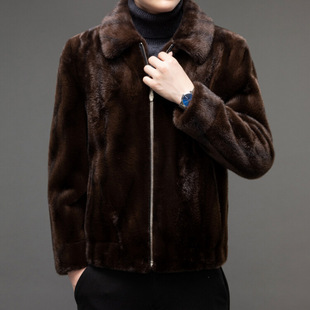Wholesale new mink velvet men's coat winter lapel Haining fur thickened warm one-piece fur coat mink fur