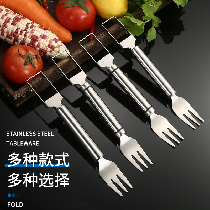 不锈钢西瓜切 带叉子双头多用途 家用小工具吃水果切块器一件代发