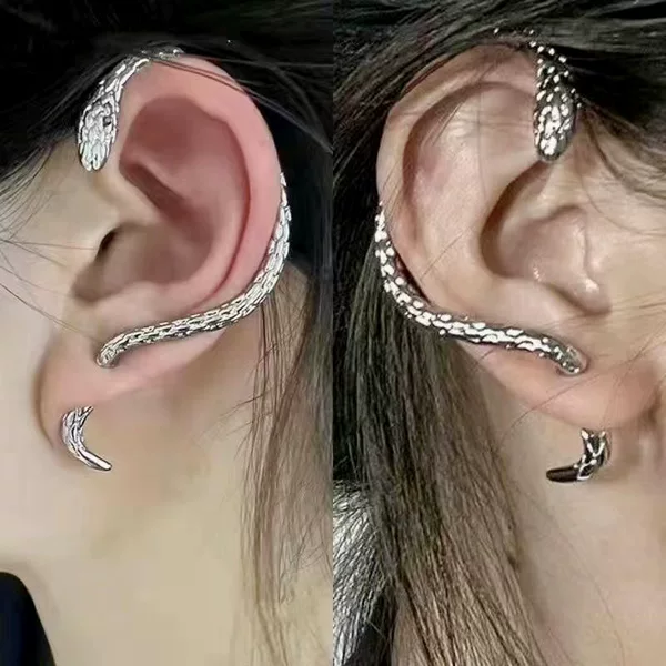 European and American Snake-shaped Metal Ear Hanging Women's Explosive Niche Design High-end Earrings One Cold Style Internet Celebrant Earrings