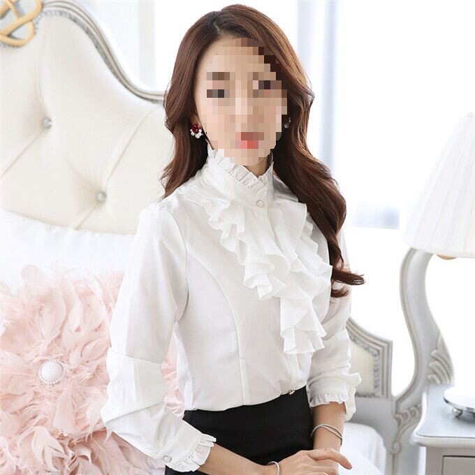 立领衬衫女职业装大码衬衫女长袖修身职业装韩版打底衫女衬衣|undefined