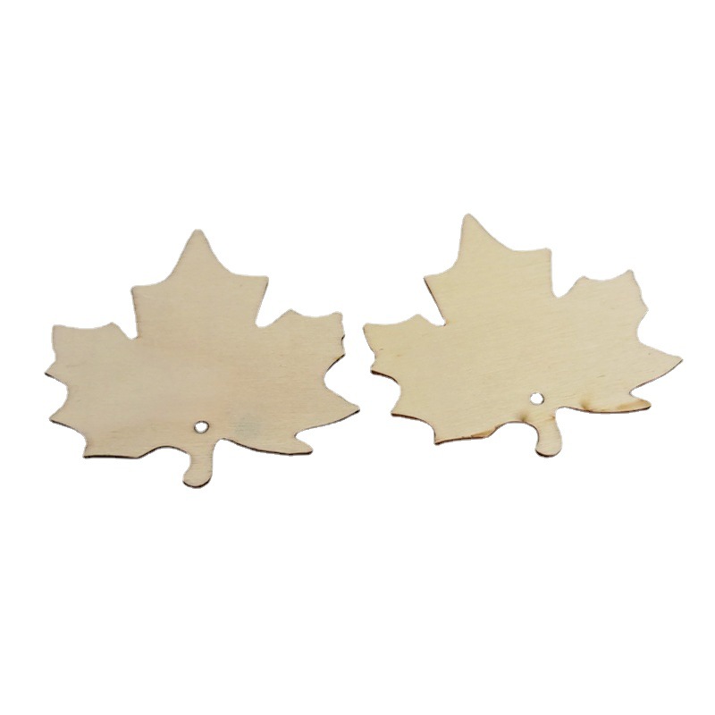 9cm Navidad hoja de arce madera chip colgante REGISTRO DE Acción de Gracias hoja de otoño DIY artesanía regalo 10 unidades un paquete con cuerda de cáñamo