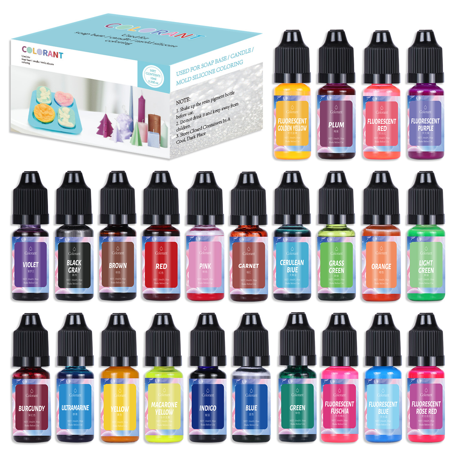 Cross border 36 color 10ml candle colorant DIY handmade soap pigment soybean wax dye high concentrat