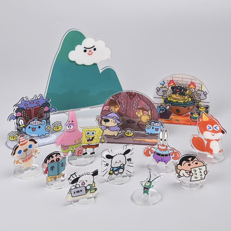 Cartoon creative sponge baby Pie star crayon Xiaoxin Beach residents standing acrylic funny peripheral ornaments