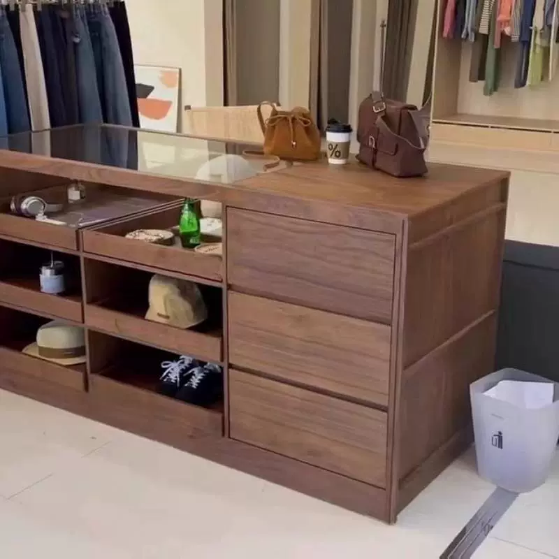 Магазин одежды, касса, стеклянный островной стол для демонстрации, витрина для женской одежды, украшения, стол для демонстрации, хранение, оптовая продажа