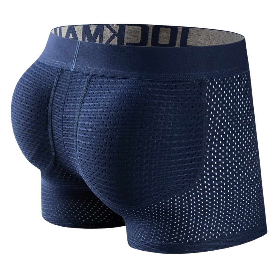 JOCKMAIL ropa interior de cuatro esquinas de malla larga para hombres con levantamiento de cadera esponja acolchada