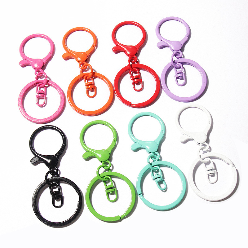 Color paint zinc alloy round Dragon keychain lobster buckle 8-word 3-piece set DIY jewelry buckle accessories toy hanging buckle