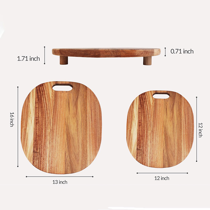 Mesa de madera de acacia, tablero de corte de madera con agujeros para colgar tablero de hortalizas de carne gruesa, tablero de corte de madera de acacia
