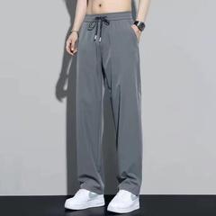 夏の薄い氷のズボンの男性のゆったりとしたストレートのペンダント感のズボンは腰の速乾の運動のレジャーのズボンを緩めます。