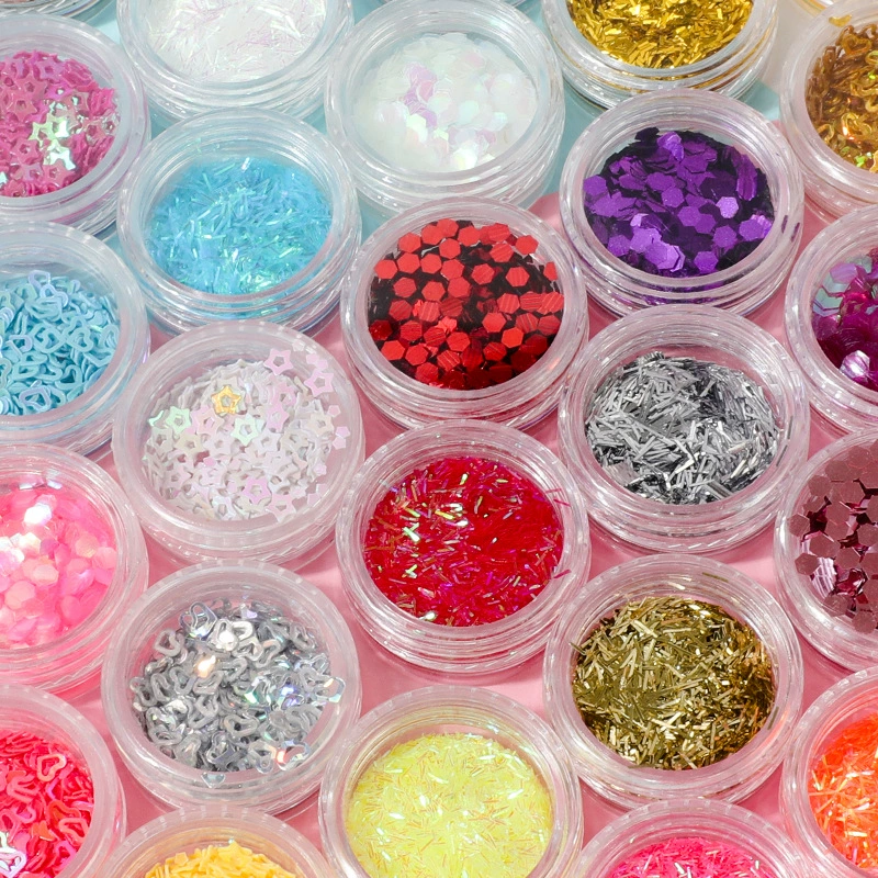 Nail sequins for contouring, nail decoration, 12 colors, gradient