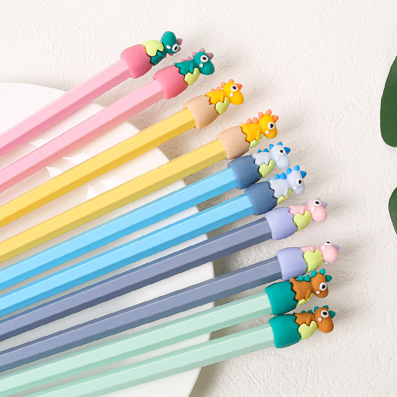 Lindos palillos de aleación de dibujos animados al por mayor Macarons de alto valor cabeza de dinosaurio comida separada una persona palillos al por mayor