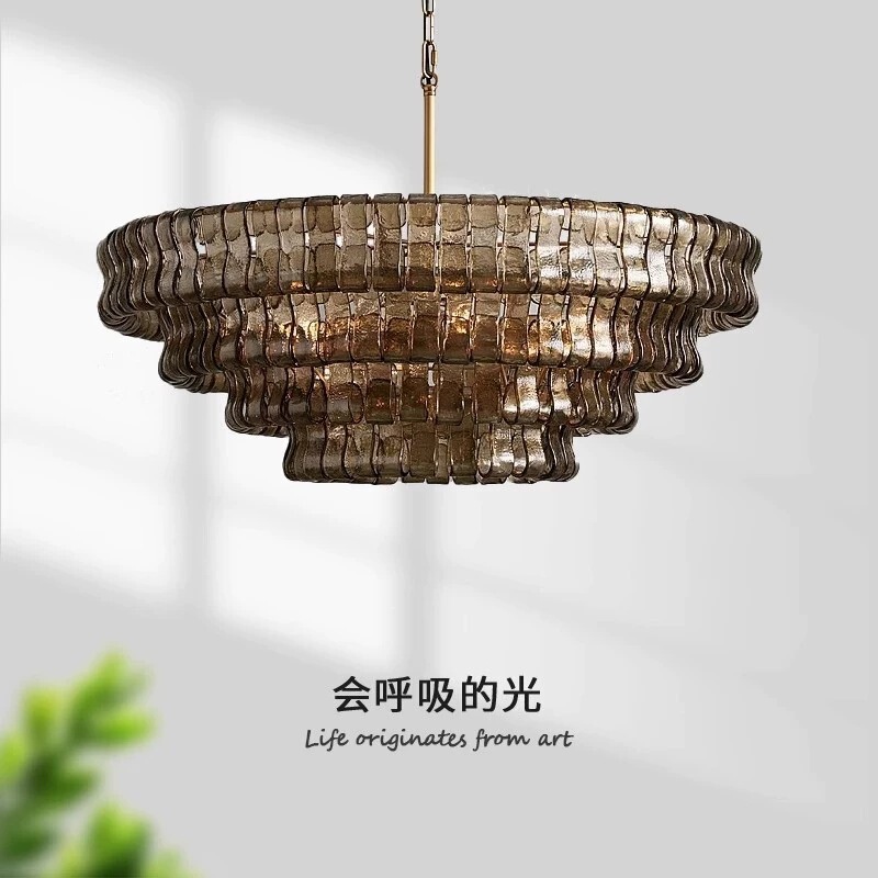 French Murano Light Luxury Living Room Chandelier Villa Hall Medieval Italian High-End Hotel Decorative Glass Lamp