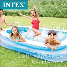 INTEX56483 小型家庭游泳池 长方形儿童充气水池 戏水池 海洋球池