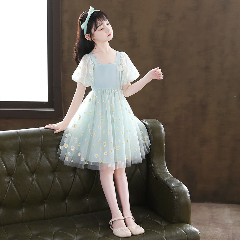 Girls Dress Summer Dress 2025 New Children's Spring Style Little Girl Summer Gauze Dress Western Style Princess Dress