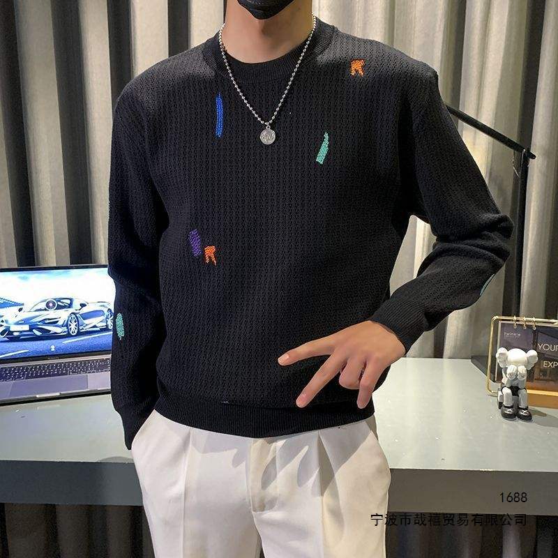 High-quality embroidered sweater, men's trendy inner layer, knitted base shirt, 2026 autumn/winter new collection, men's top High-quality embroidered sweater, men's trendy inner layer, knitted base shirt, 2026 autumn/winter new collection, men's top