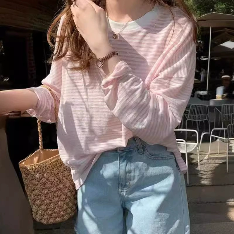 Приливная бренд ader летом новая тонкая солнцезащитная блузка корейская версия свободной полоски с длинными рукавами солнцезащитный крем повседневная одежда для кондиционирования воздуха