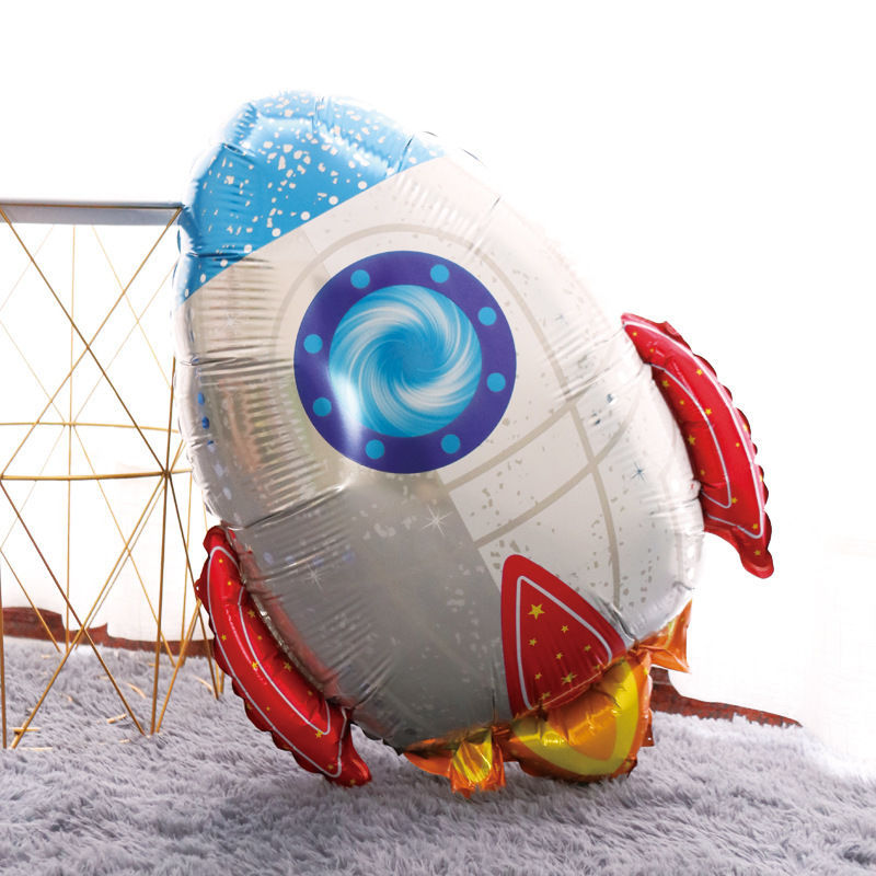 Serie espacial globo de película de aluminio cohete astronauta robot niño bebé cumpleaños fiesta decoración globo