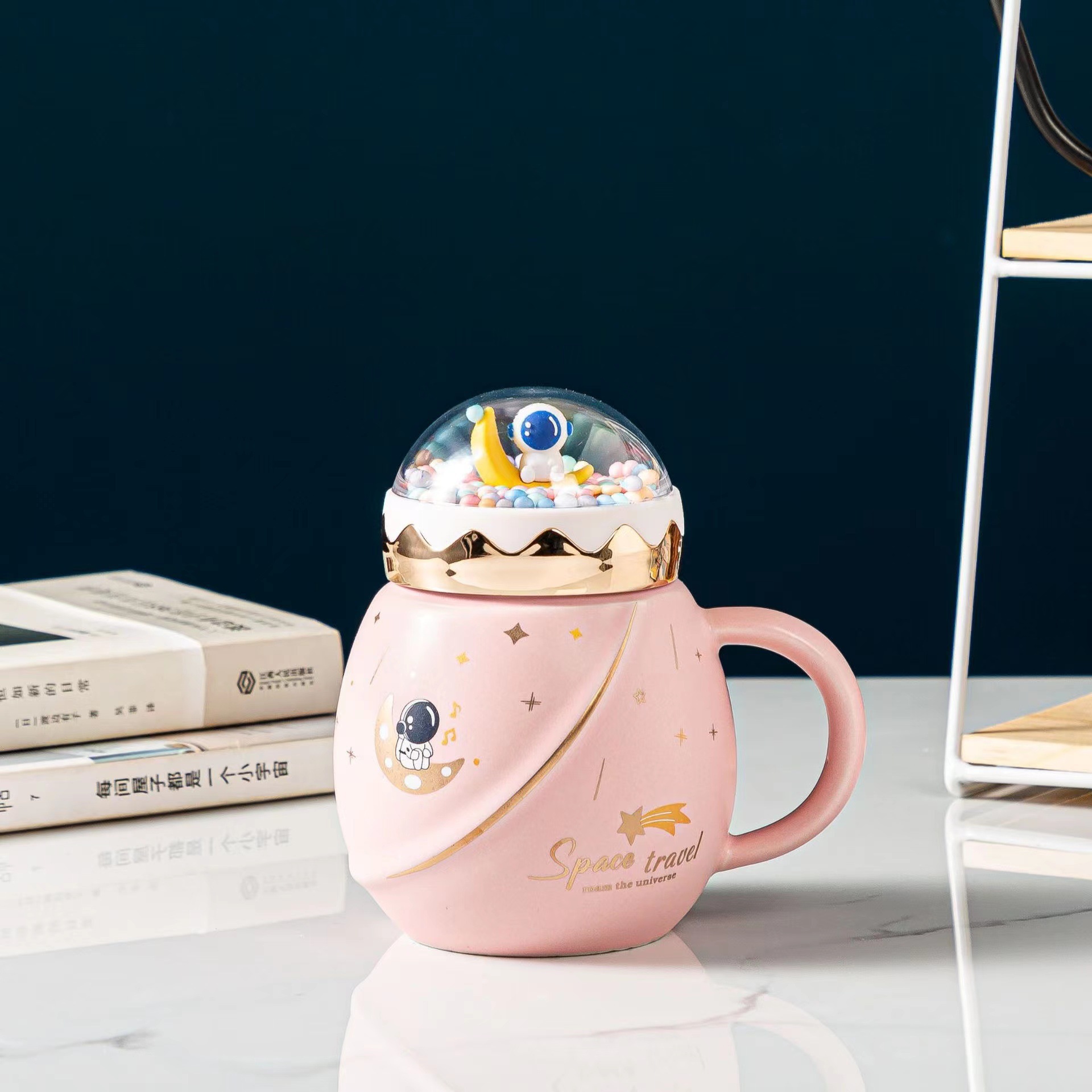 Taza de cerámica con diseño de planetas espaciales - Gran capacidad - Personalizable con logo - Ideal para parejas y desayuno