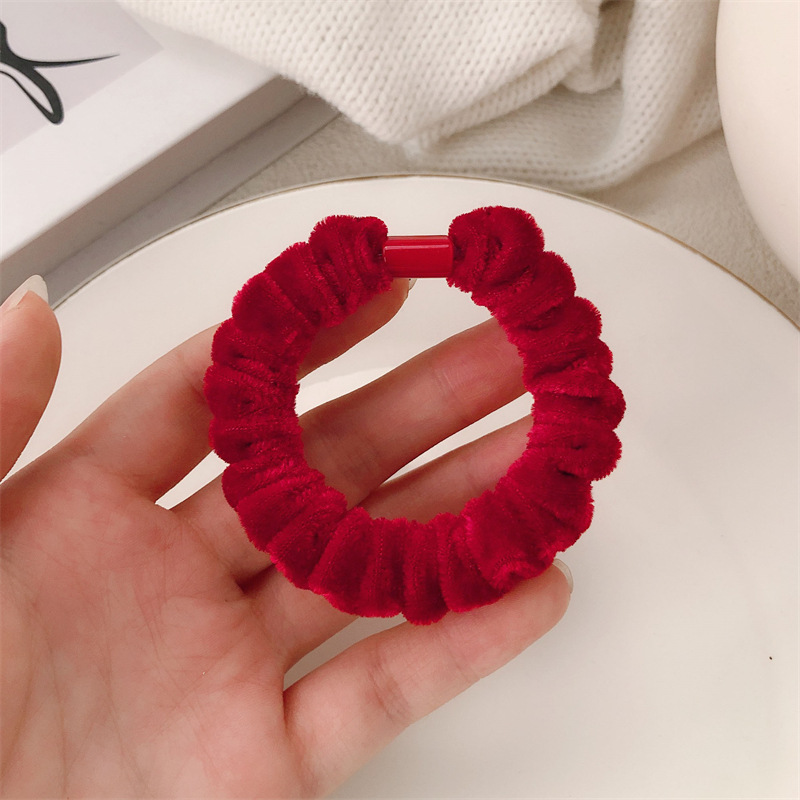 Año Nuevo chino rojo rojo anillo de pelo del intestino delgado temperamento simple correa de cabello de correa de cabello de mujer cuerda bola de cabello adornamiento de cabello
