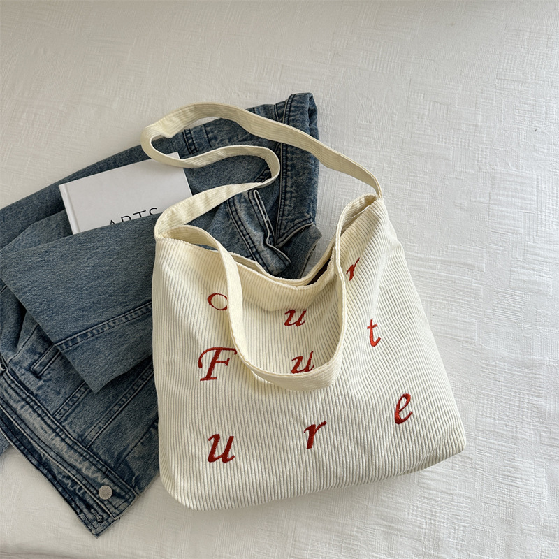 Carta de tela de terciopelo bolsas grandes para mujeres 2024 nueva moda bolsas coreanas bolsas para estudiantes de clase bolsas de compras de gran capacidad