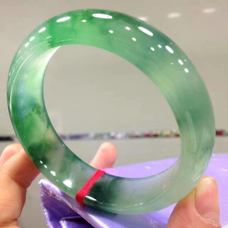 アイスビルマ翡翠ブレスレットAグレード老坑ビルマ陽緑花翡翠ブレスレット女性用|undefined