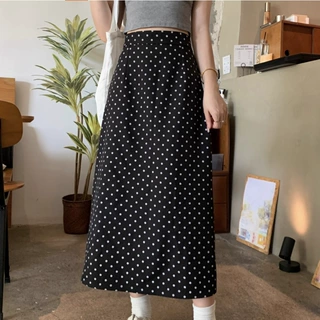 韩版时尚潮流大码秋冬新款波点休闲半身裙女高腰显瘦中长款女生款