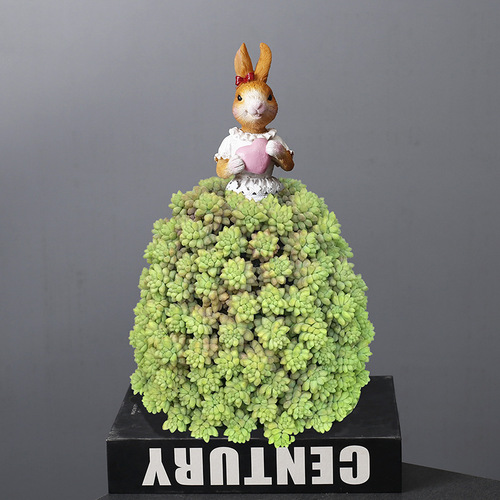 Cross-border succulent potted iron rabbit flower basket succulent combination Nordic simple succulent rectangular platter flower pot