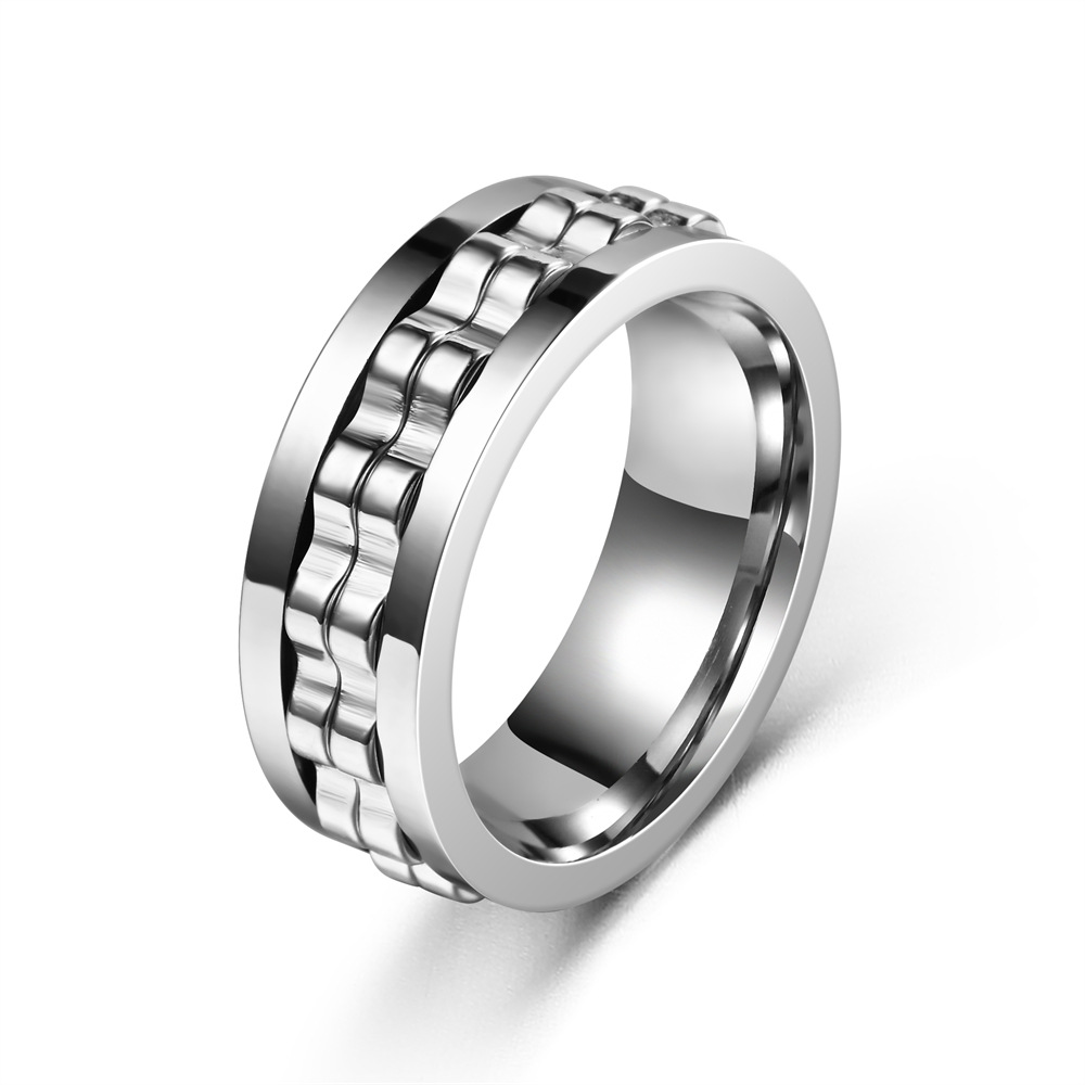 Simple Style Geometric Stainless Steel Plating Unisex Anxiety Ring display picture 4
