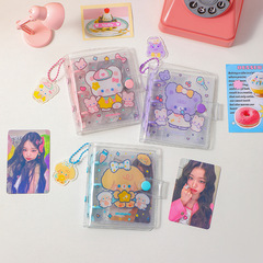 Hisocute Original Girl Cartoon Polaroid Live-Page 3-inch Album Transparent Three-Hole Celebrity Mini Card Storage Case