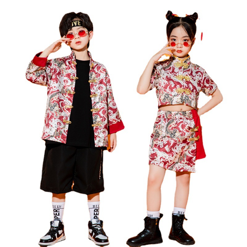 Children's Children's Chinese Style Chorus Clothing Girls' Cheongsam Primary School Students' Games Clothing Boys' Kindergarten Performance Clothing