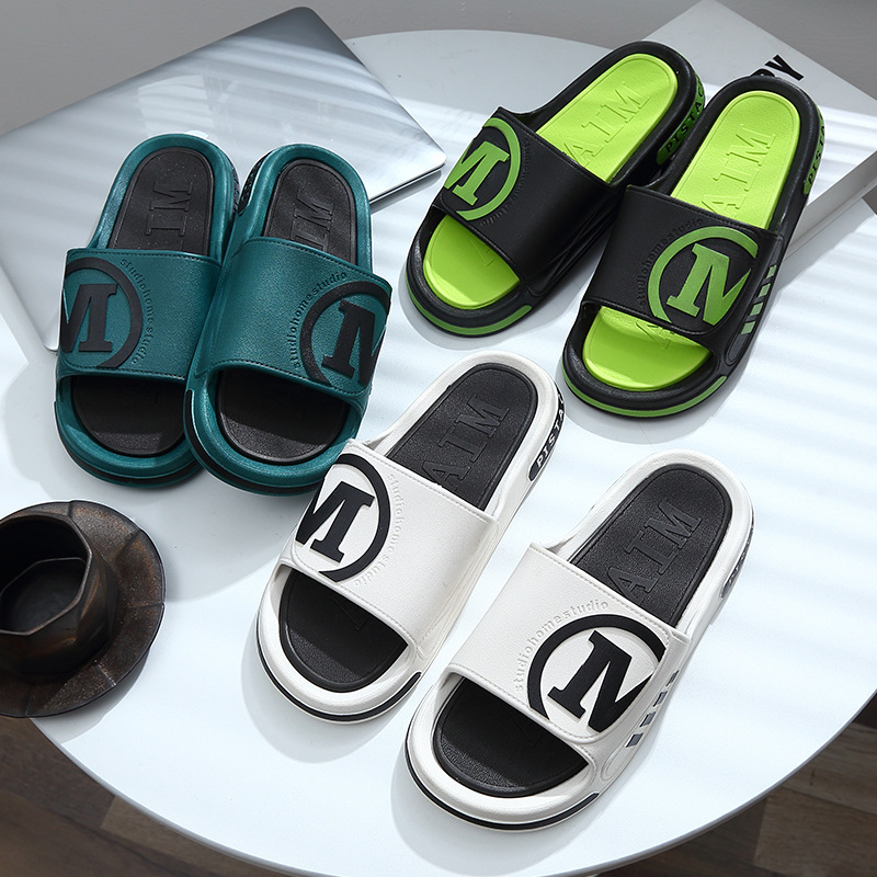 Sandals and slippers men's summer outdoor wear indoor home non-slip Slipper poop feeling thick-soled lovers household slippers men's