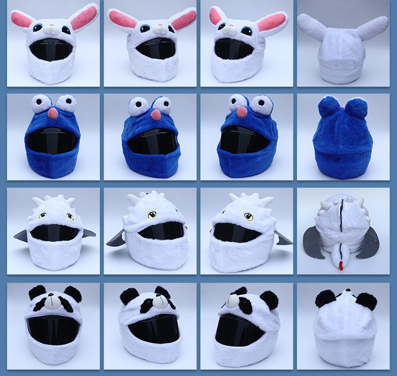 Cross-border motorcycle helmet cover, full-face helmet plush protector, quirky and cute panda helmet cover, outdoor cycling face mask