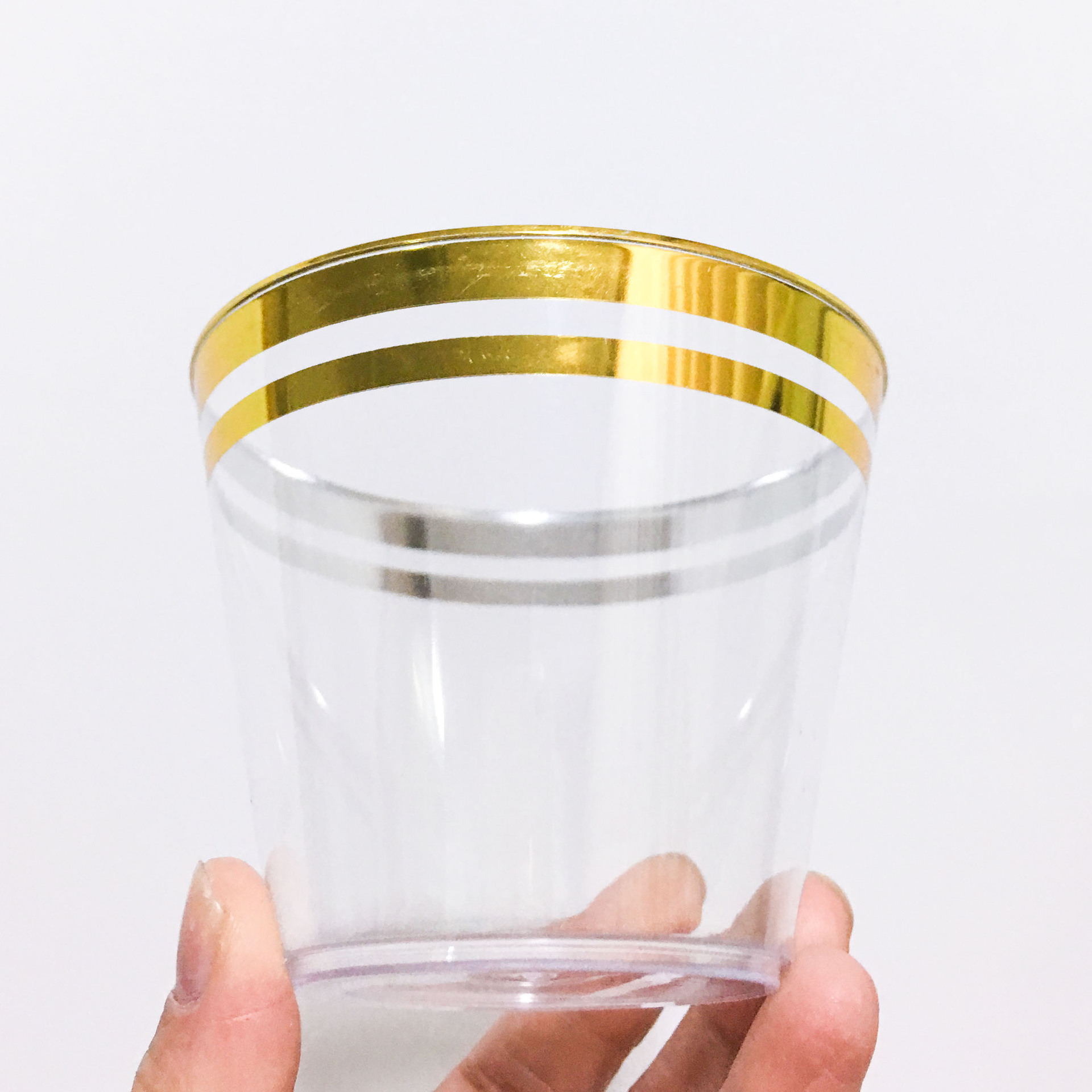 Vaso desechable de plástico de doble borde con estampado en caliente de 9 oz, vaso para comida occidental, vaso para agua potable, vaso de aviación de PS