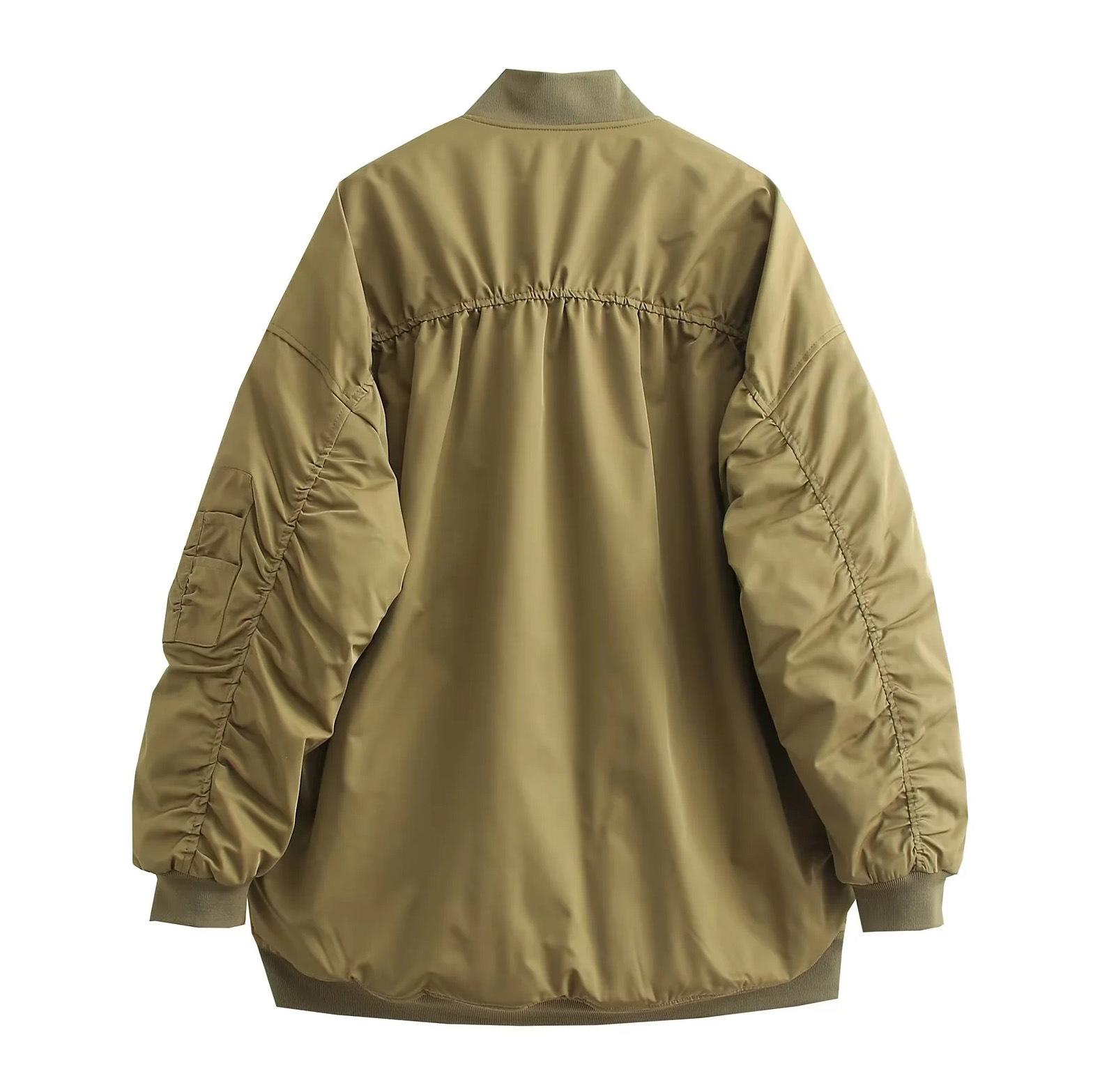Vêtements pour femmes manteau ample en coton à fermeture éclair pour femme_voghion.com