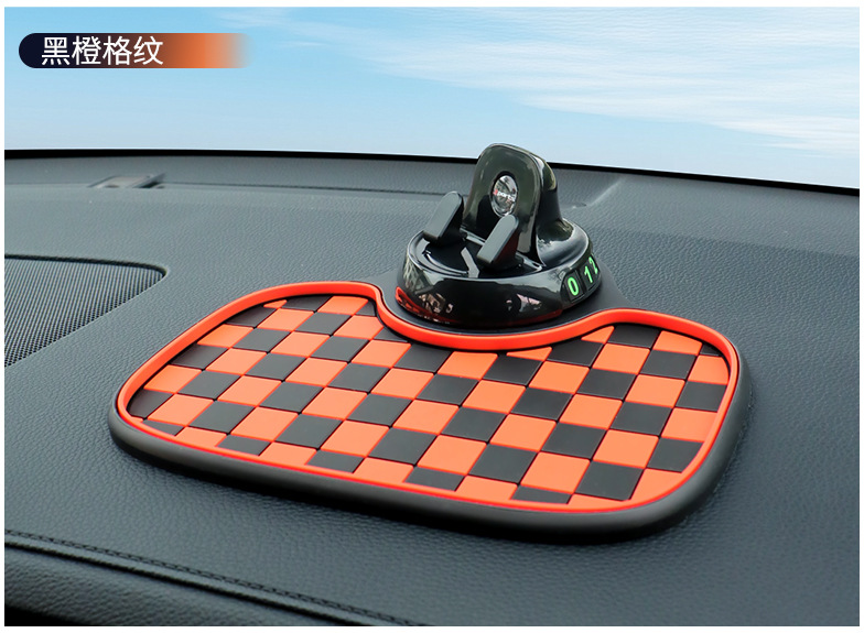New Crystal Lattice Anti-Slip Mat with 360-Degree Rotatable Center Console Phone Holder and Multi-Functional Car Storage Mat