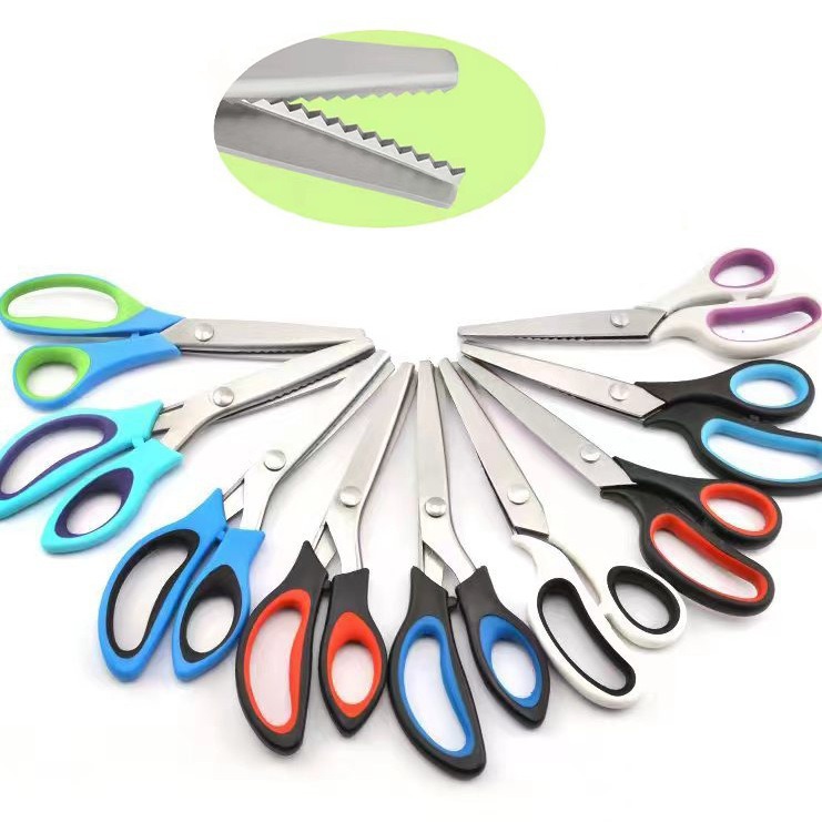 Tijeras de encaje, tijeras de sastre, dientes de sierra, tijeras de onda, tijeras de tela hechas a mano, tijeras de costura de tela triangular, tijeras para el hogar
