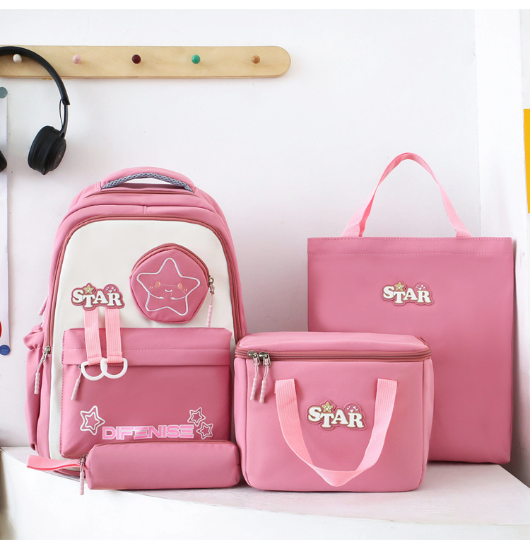 Kids Backpacks Primary And Secondary School Students Fashionable And Trendy, Insulated Lunch Bag, Large Capacity, Four Piece Set, Casual Backpack_voghion.com