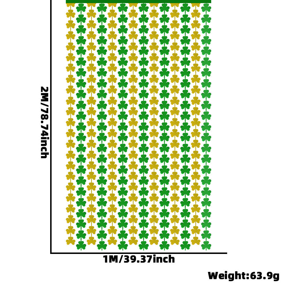 1 * 2M nuevo día de San Patricio día de Irlanda decoración verde trébol cortina de seda de lluvia suministros de decoración de fiesta
