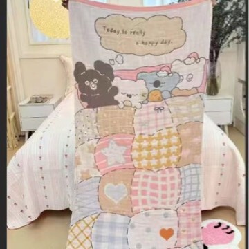 80*160cm Pure Cotton Bath Towel, Cute Cartoon Multi-Functional Summer Blanket, Sofa Towel, Four-Layer Gauze Bath Towel