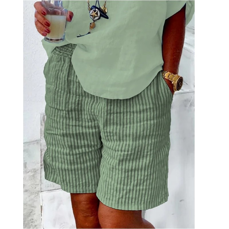 Women's Daily Casual Simple Style Stripe Shorts Printing Pocket Straight Pants display picture 3