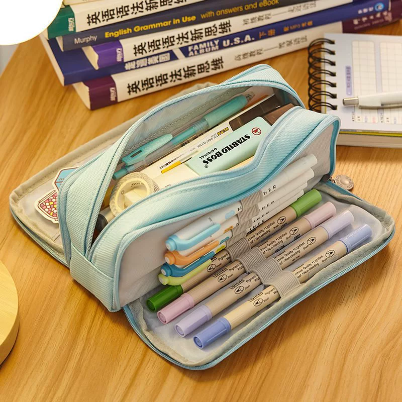 Capacious multilayer Japanese pencil case for students, for secondary school
