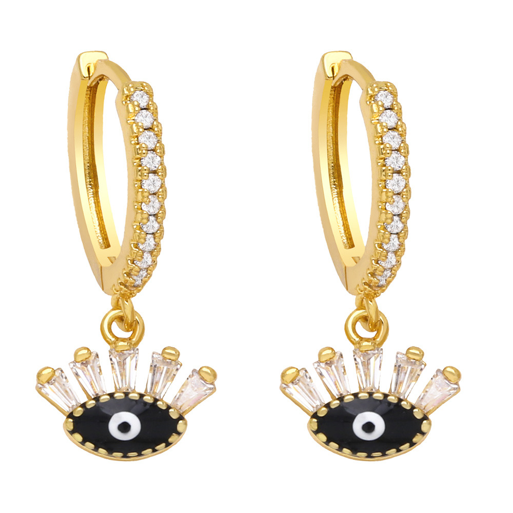 Fashion Evil Eyes Shaped Women's Inlay Zircon Dripping Eardrop Copper display picture 4