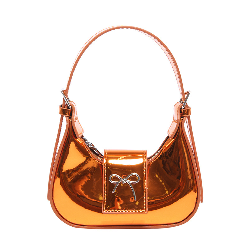 Bolso de moda coreano brillante de mujer simple bolso de arco de color sólido 2025 nuevo mini bolso de teléfono móvil para mujeres