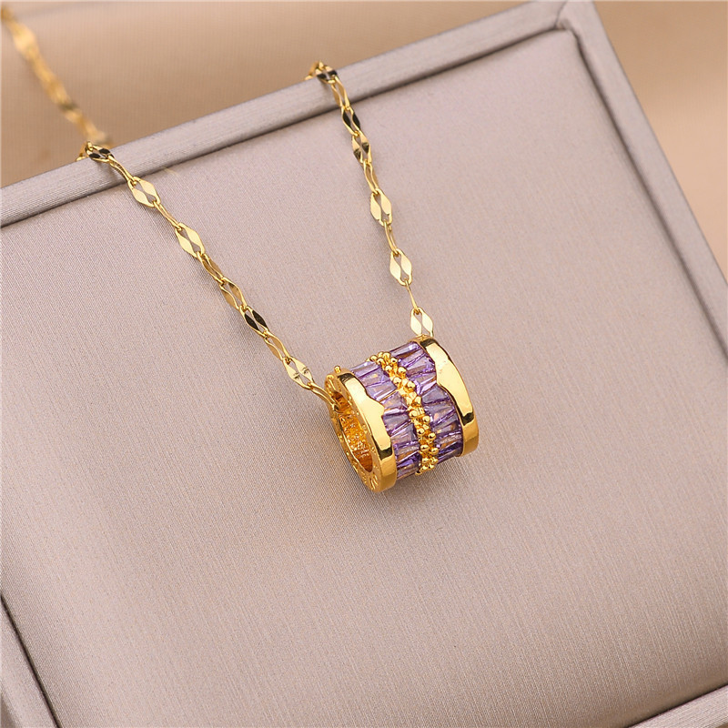Fashion Geometric Titanium Steel Plating Zircon Pendant Necklace 1 Piece