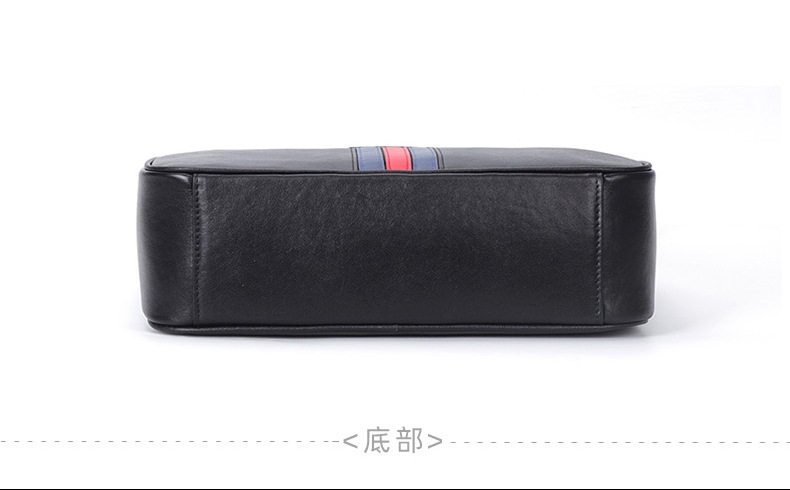 Túi đeo chéo nam da bò thật 29×11×17 cm phong cách đường phố — Màu đen chi tiết 15